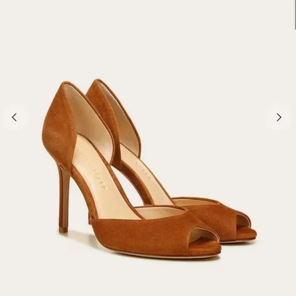 Veronica beard gadot suede peep-toe pumps in hazelwood